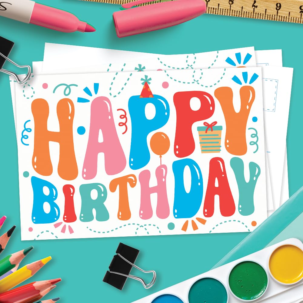 Amazon | m&h invites Happy Birthday ポストカード - 50枚のキュート